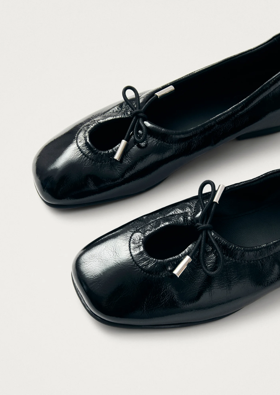 Rosalind Black Leather Ballet Flats Sko