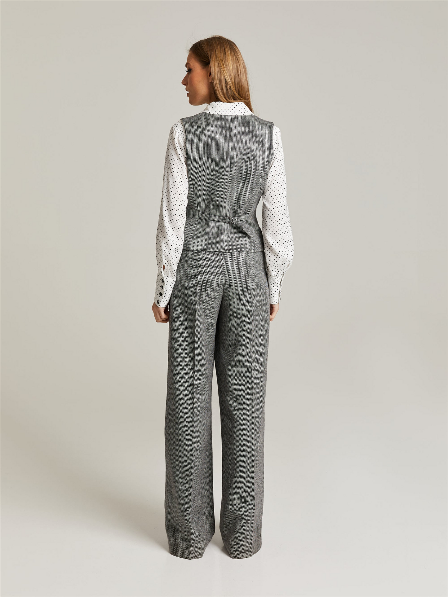 Maria Wool Vest Grey Herringbone Vester