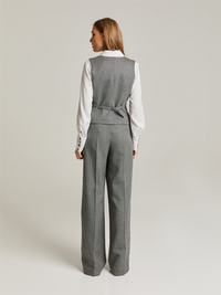 Maria Wool Vest Grey Herringbone Vester