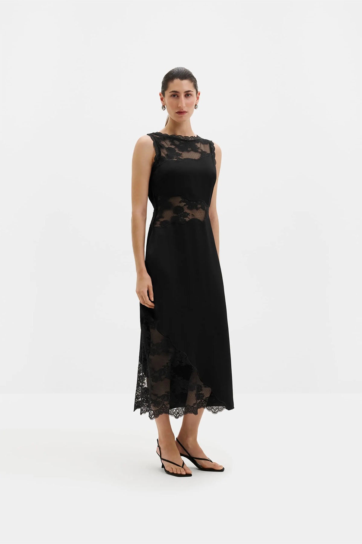 Kjoler | Desire Lace Trimmed Cut Out Midi Dress
