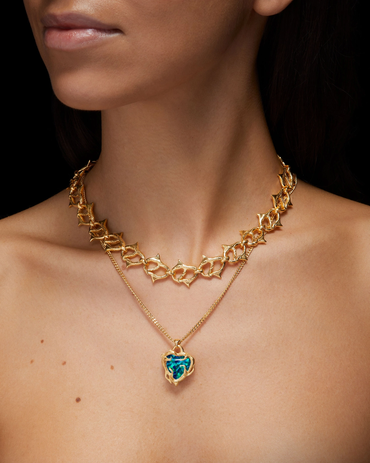 Thorn Chain Necklace Gold-pleated Silver Smykker