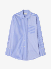 Asymmetric Shirt Blue Stripe Bluser