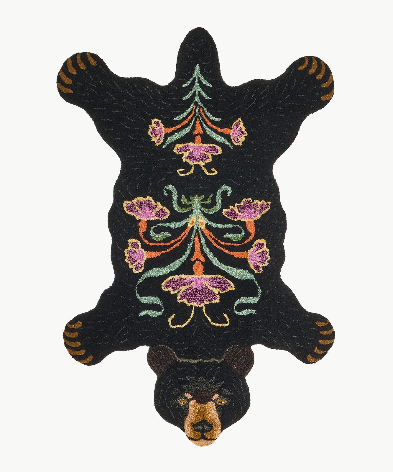 Blooming Black Bear Rug Large Tepper