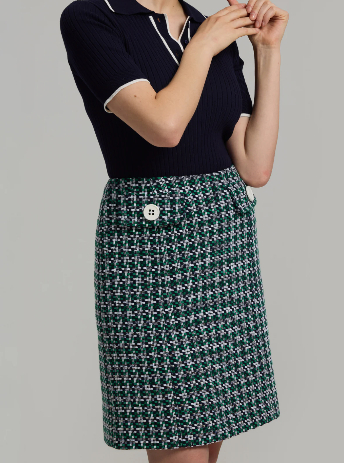 Liza Skirt Navy Checks Skjørt