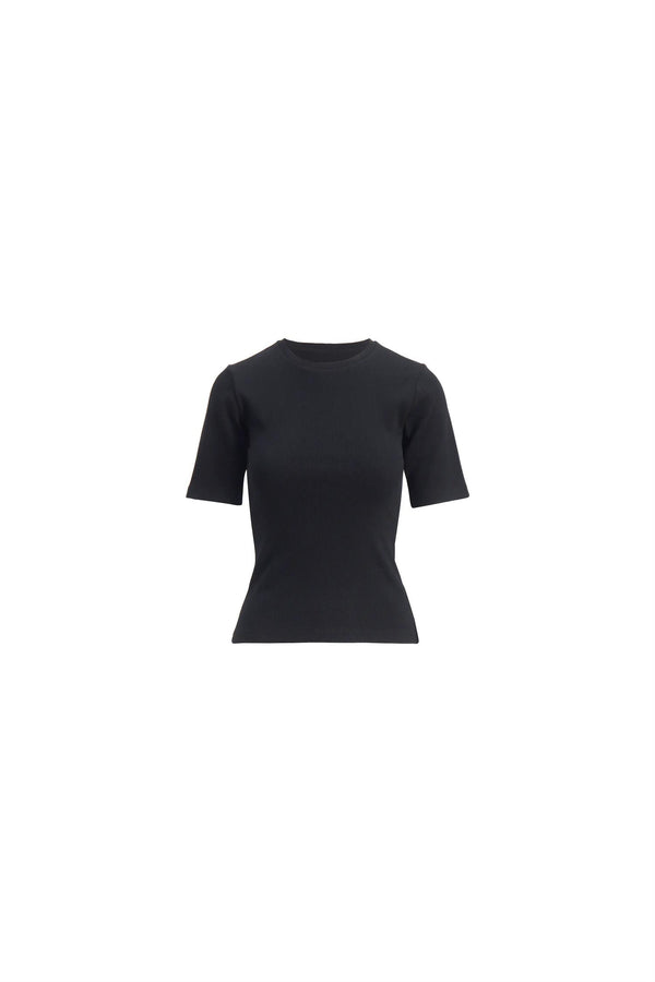 Pippa Rib Tee Black T-skjorter