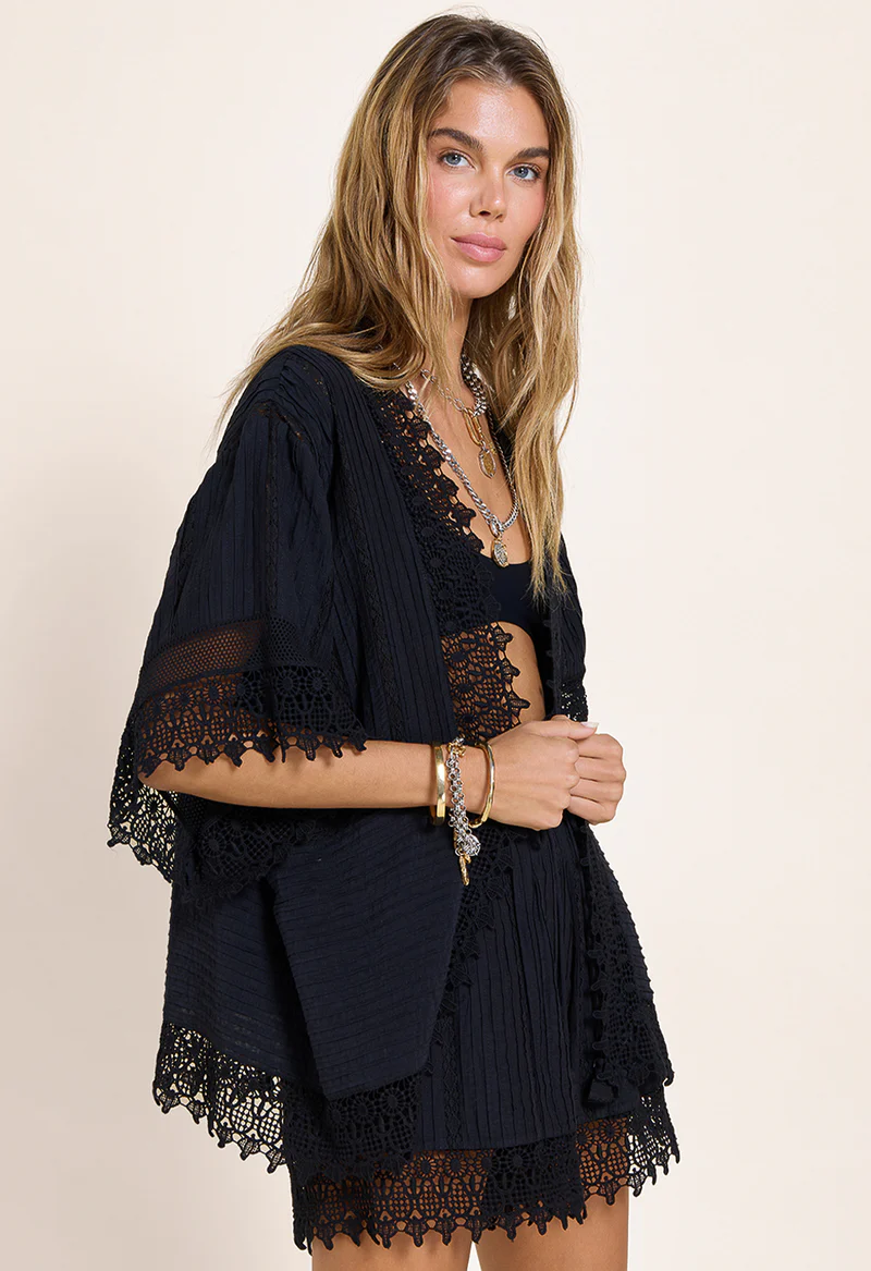 Ethereal Kimono Onyx Black Cardigans