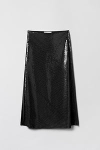 Bias Cut Sequin Skirt Jet Black Skjørt