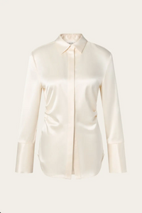 Janni Fitted Satin Shirt Vanilla Bluser