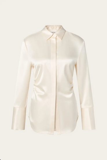 Janni Fitted Satin Shirt Vanilla Bluser
