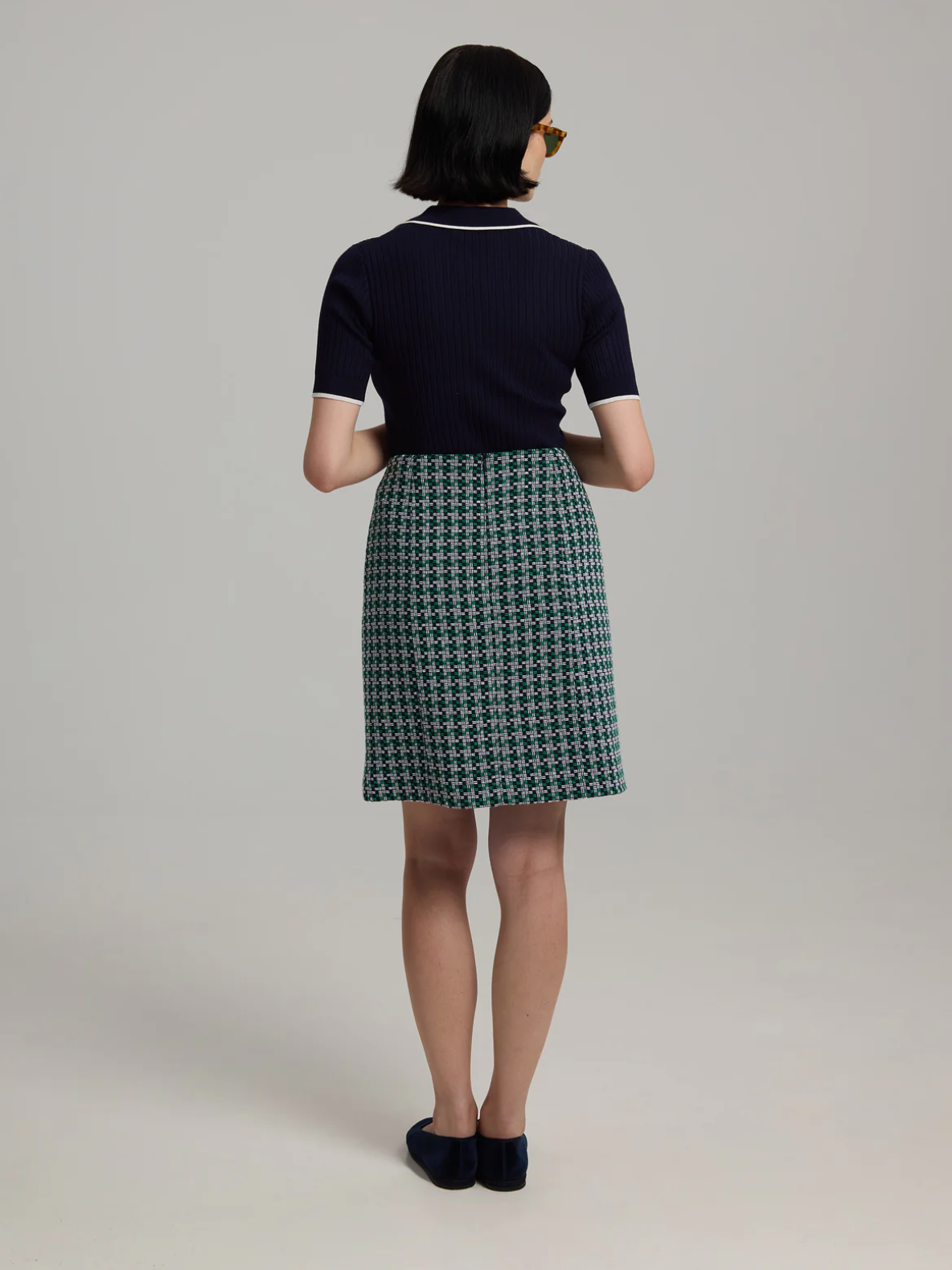 Liza Skirt Navy Checks Skjørt