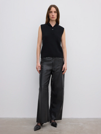 Sleeveless Knit Top Black Gensere