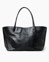 The Eva Weekend Tote Black Croc Vesker