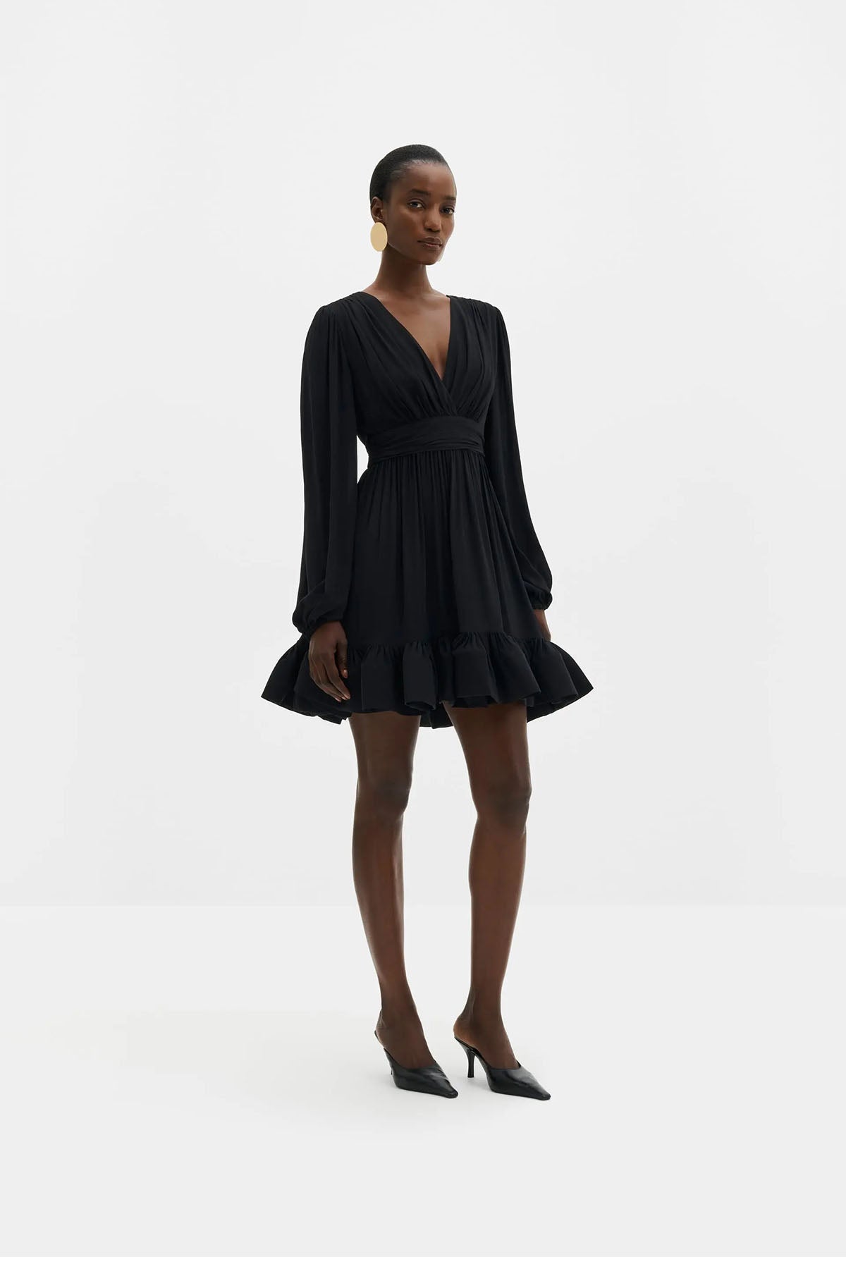 Kjoler | Jadie V-Neck Ruffled Mini Dress