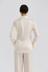 Janni Fitted Satin Shirt Vanilla Bluser