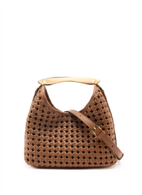 Small Boomerang Woven Leather Cognac Vesker