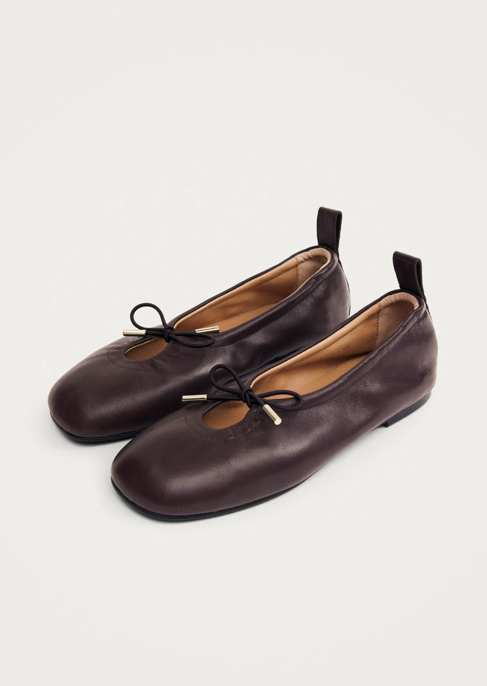 Rosalind Brown Leather Ballet Flats Sko