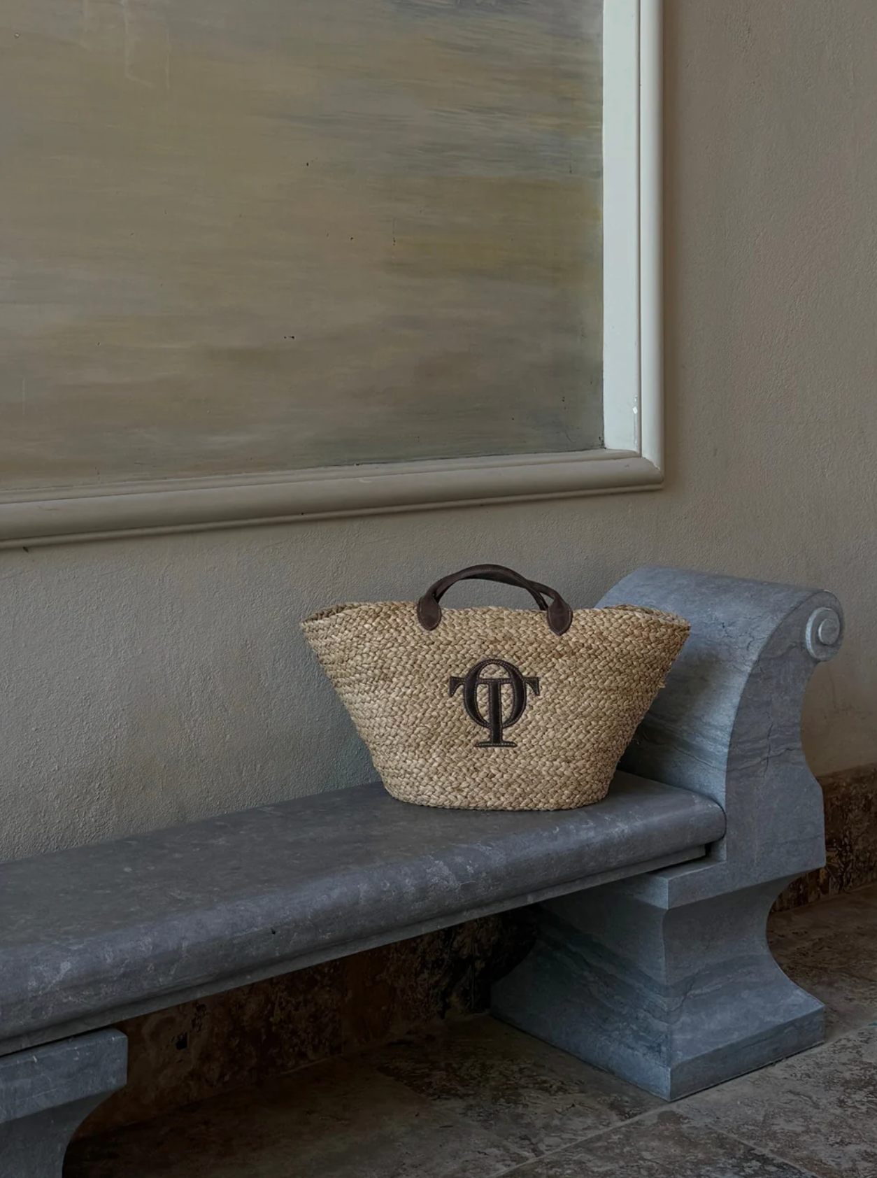 O'TAY Raffia Bag Suede Nature Vesker