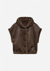 Oleana Faux Mink Vest Choco Choco Jakker