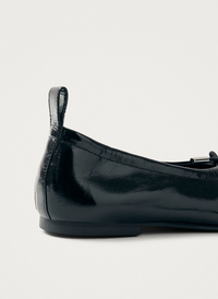Rosalind Black Leather Ballet Flats Sko
