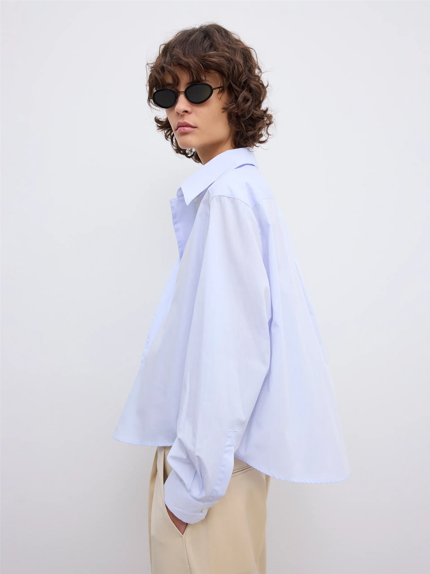 Cropped Shirt Light Blue Bluser