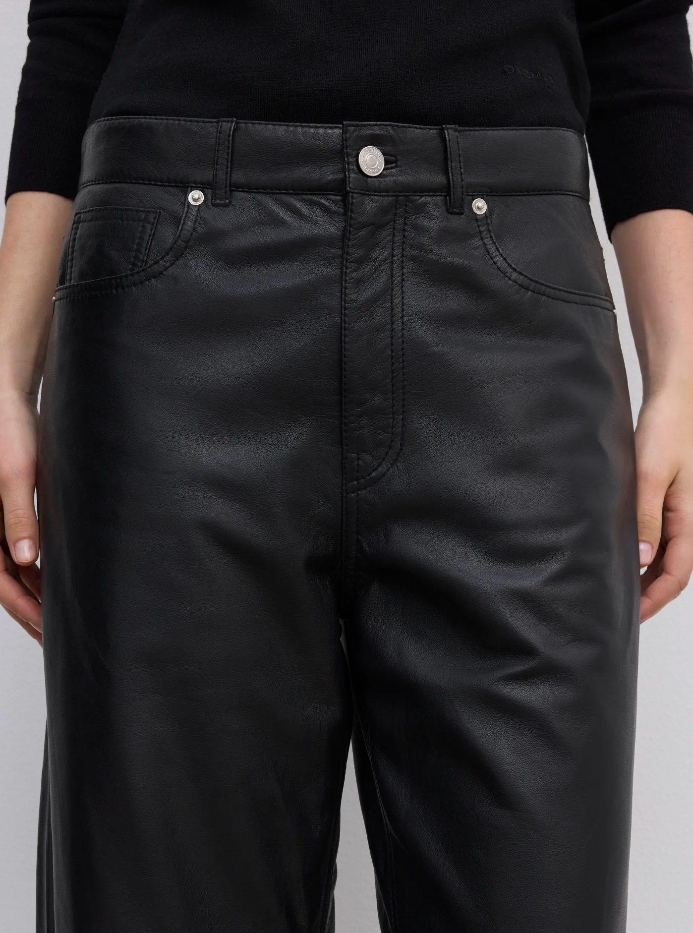 Baggy Leather 5 Pkt Black Bukser