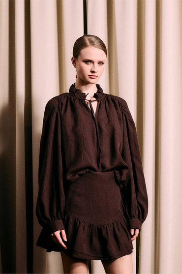 Posy Linen Skirt Cocoa Brown Skjørt