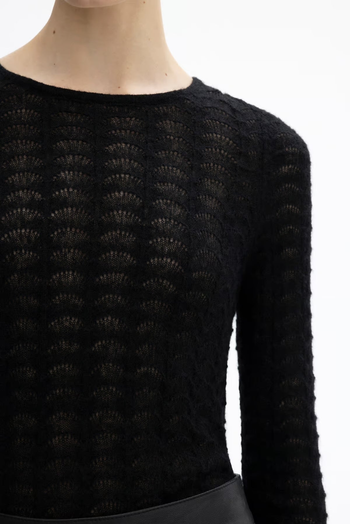 Wool Lace Top Black Gensere