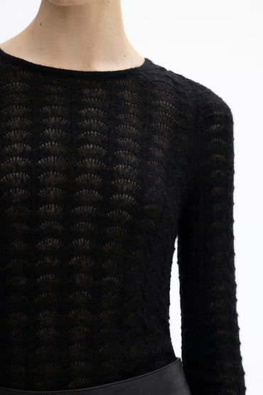 Wool Lace Top Black Gensere