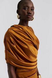 Cassi Draped Fitted Maxi Dress Amber Kjoler