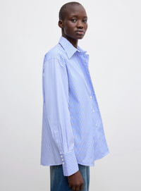 Asymmetric Shirt Blue Stripe Bluser