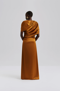 Cassi Draped Fitted Maxi Dress Amber Kjoler