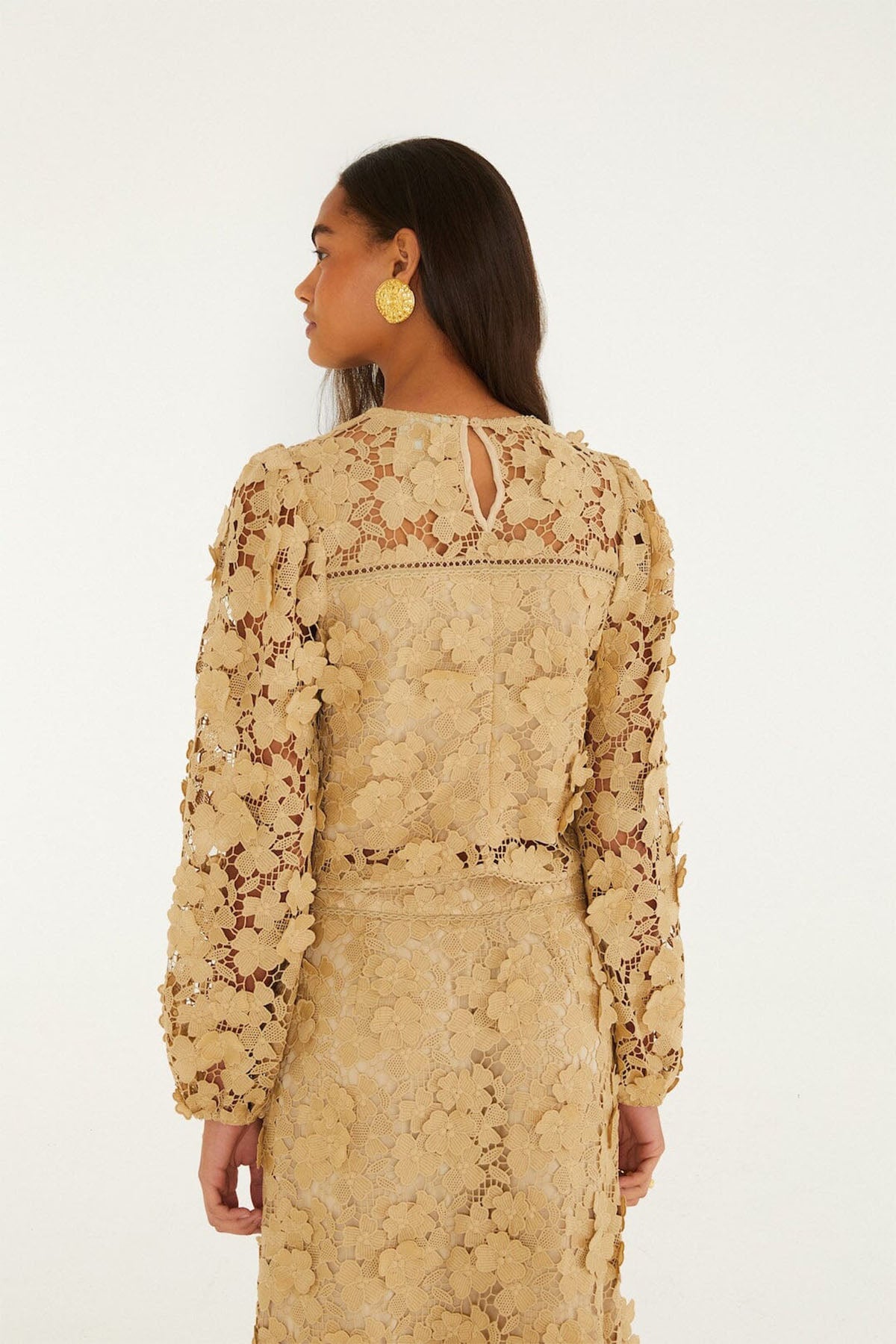 Sand Embroidery Long Sleeve Blouse