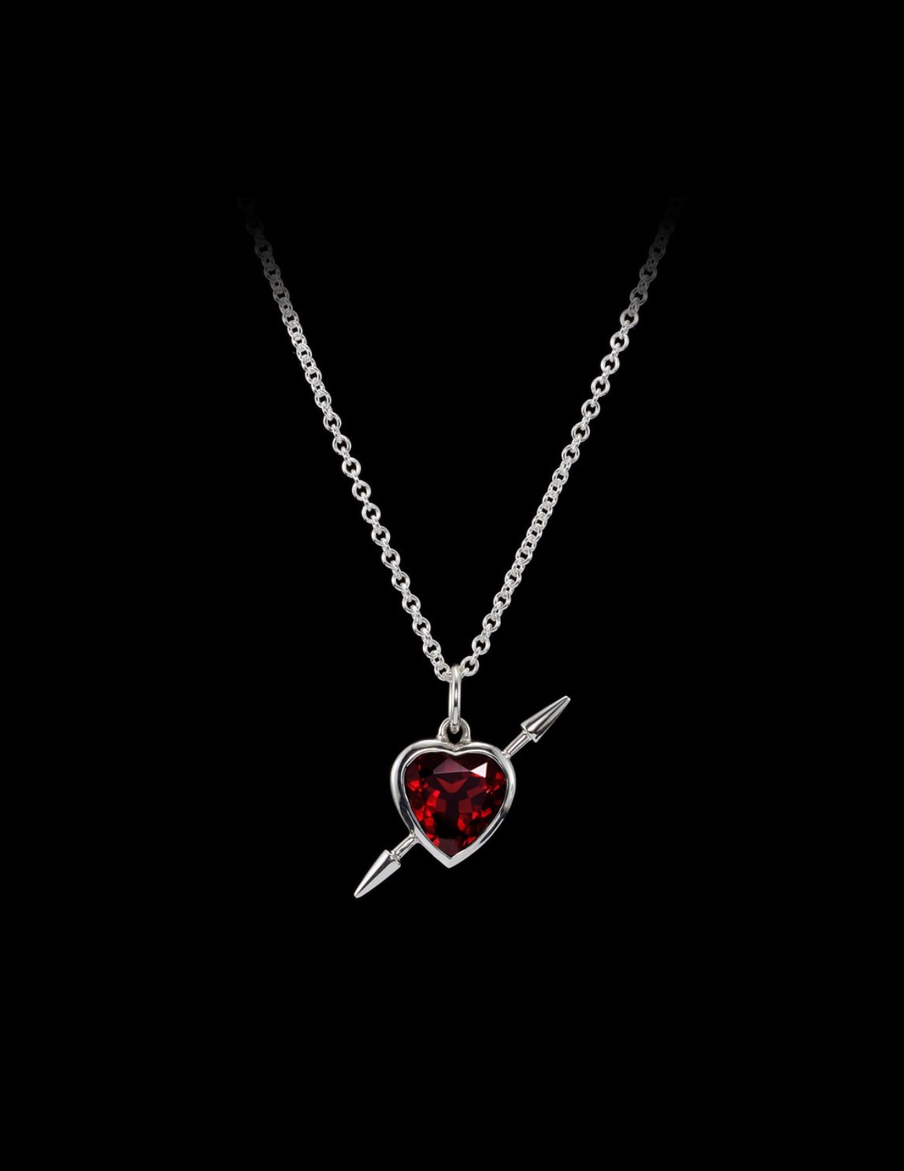 Rebel Love Necklace Silver - Red Garnet Smykker