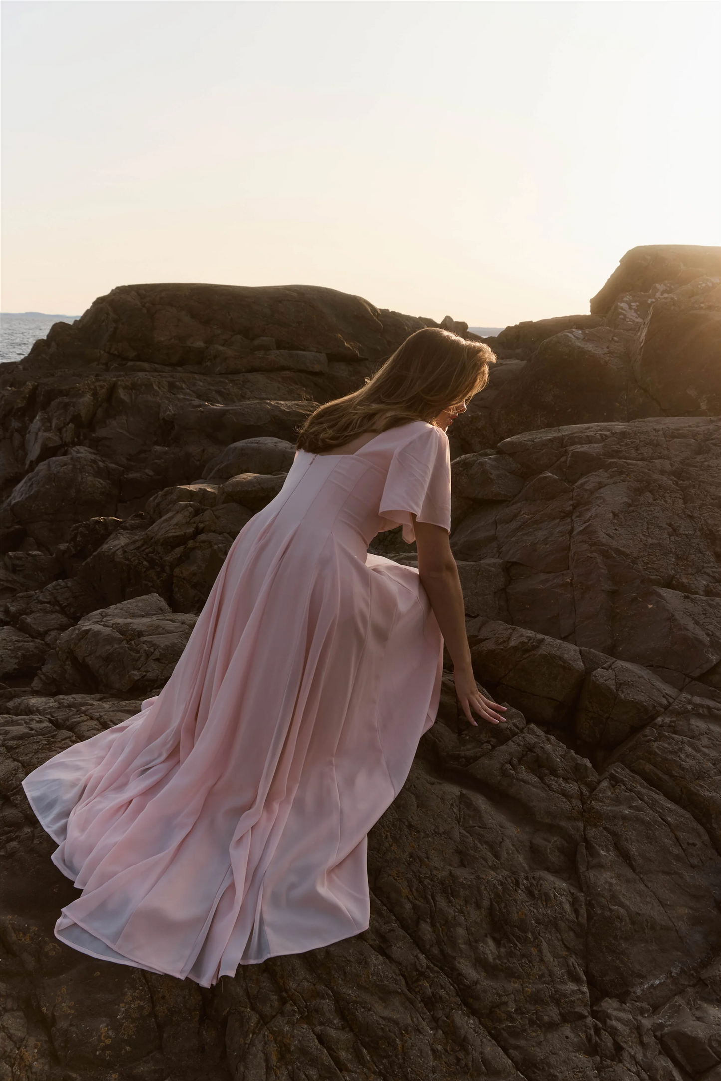 Kjoler | Alette Maxi Dress Flutter Sleeve Blush