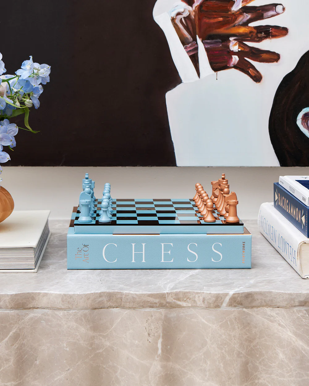 Classic - Art Of Chess Mirror, Light Blue/Copper Dekor