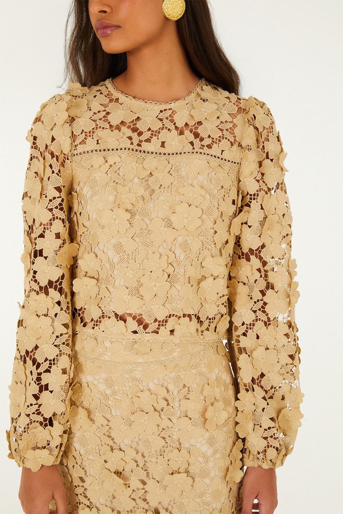 Sand Embroidery Long Sleeve Blouse