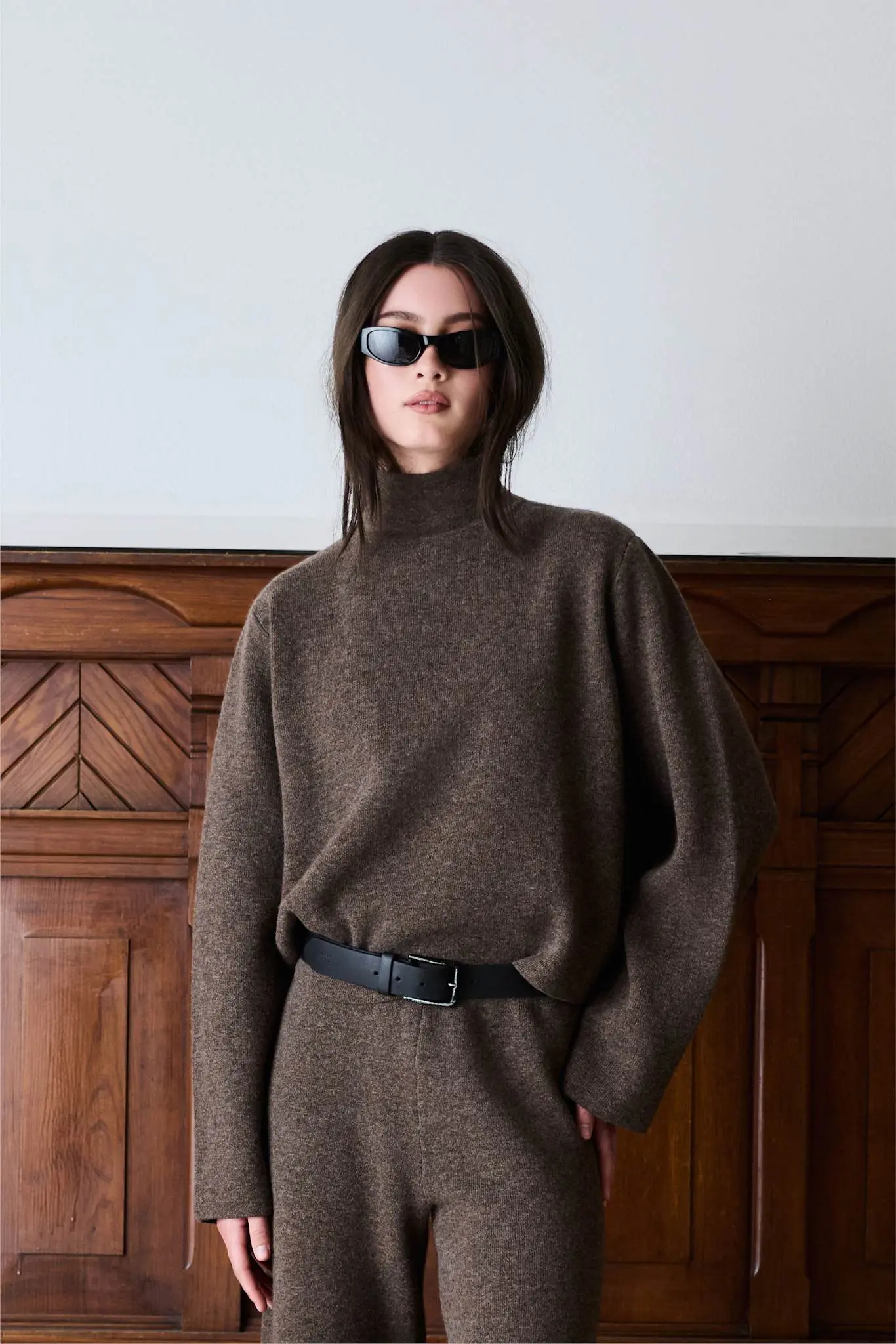 Serge Merino Sweater Brown Melange Gensere