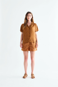 Birna Blouse Dot Print Caramel Bluser