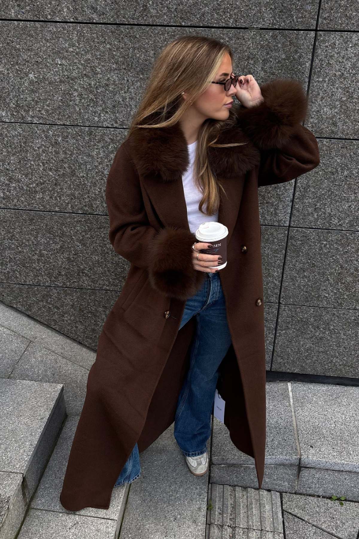 Marta Maxi Faux Coat Brown
