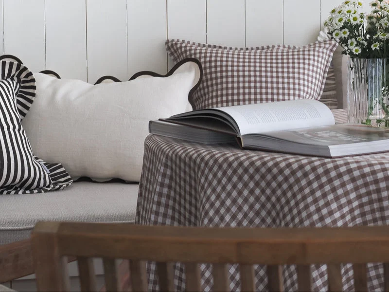 Poppy Cushion Cover Ivory Brown Puter