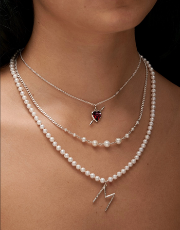 Rebel Love Necklace Silver - Red Garnet Smykker