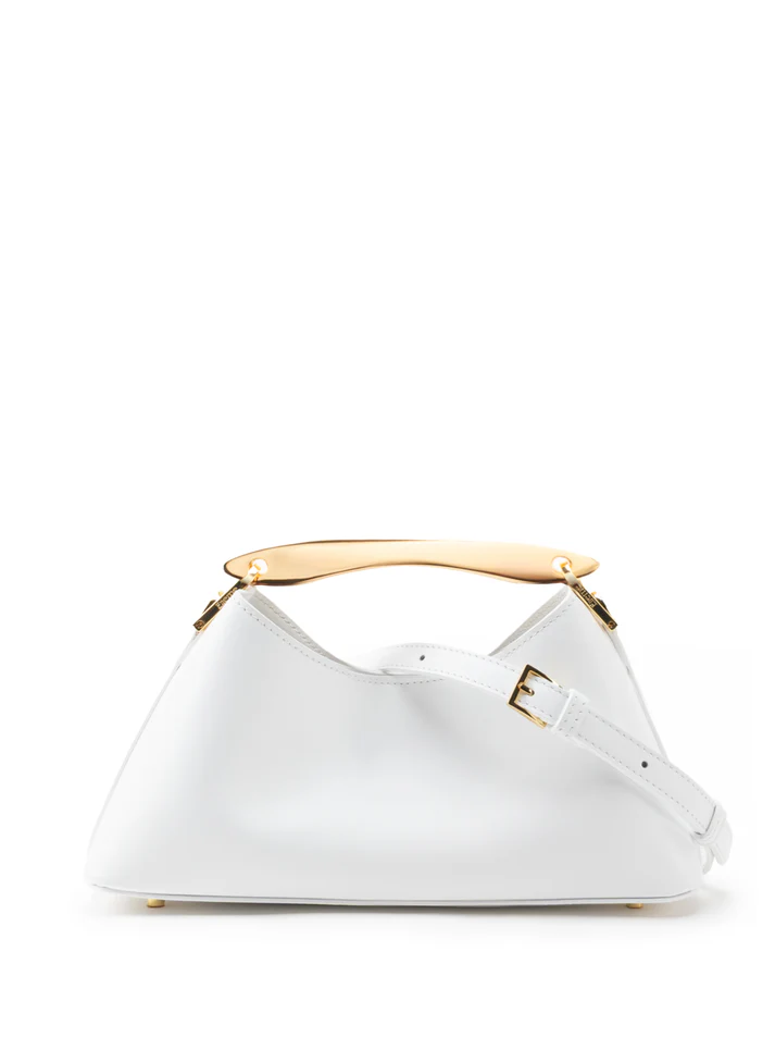 Vesker | Mini Boomerang Leather White Gold