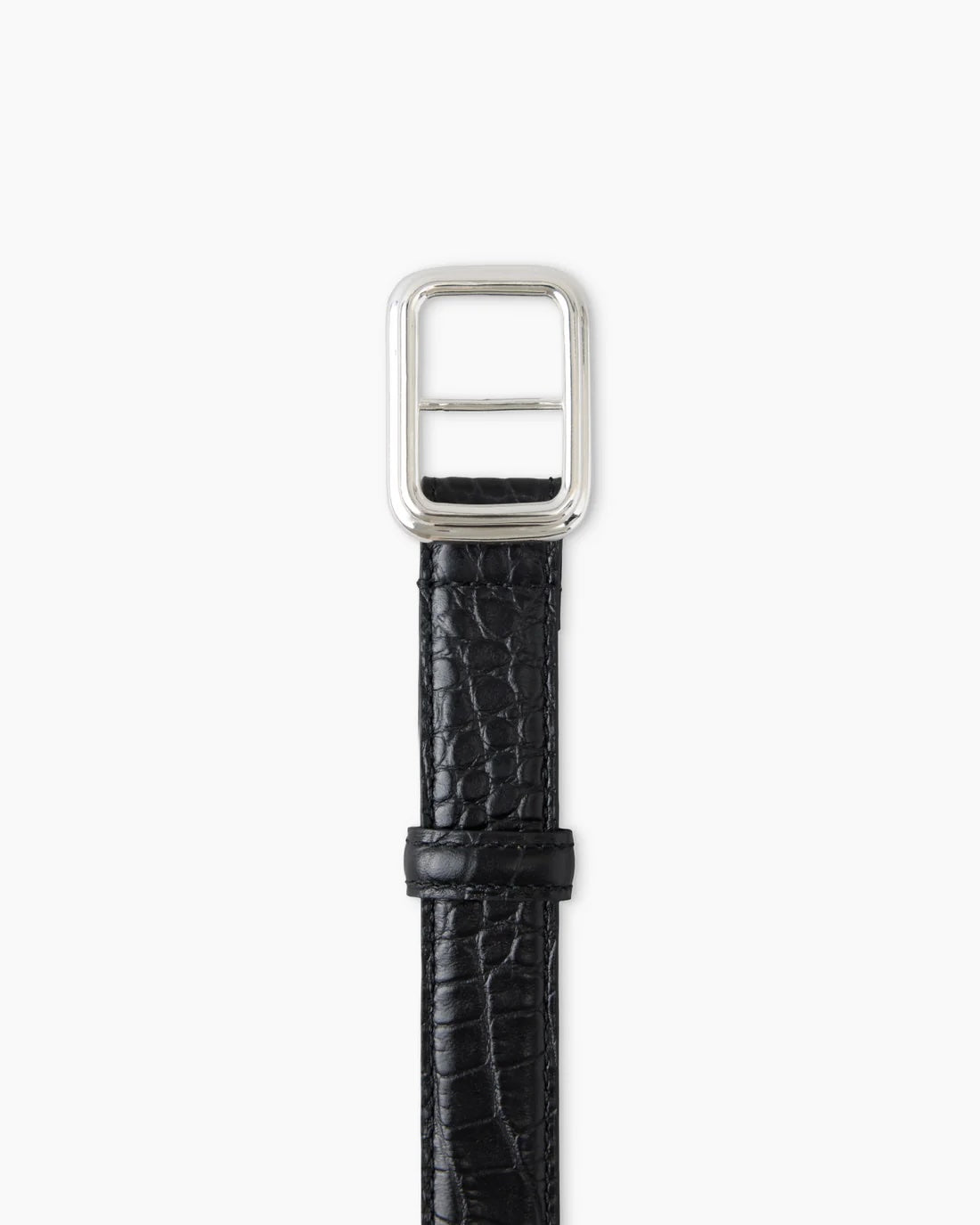 The Georgia Wide Belt Silver Black Croc Belter