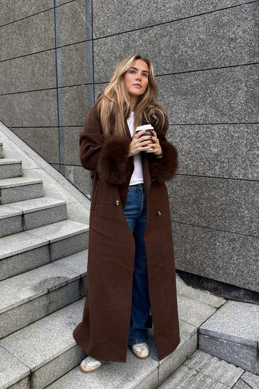 Marta Maxi Faux Coat Brown