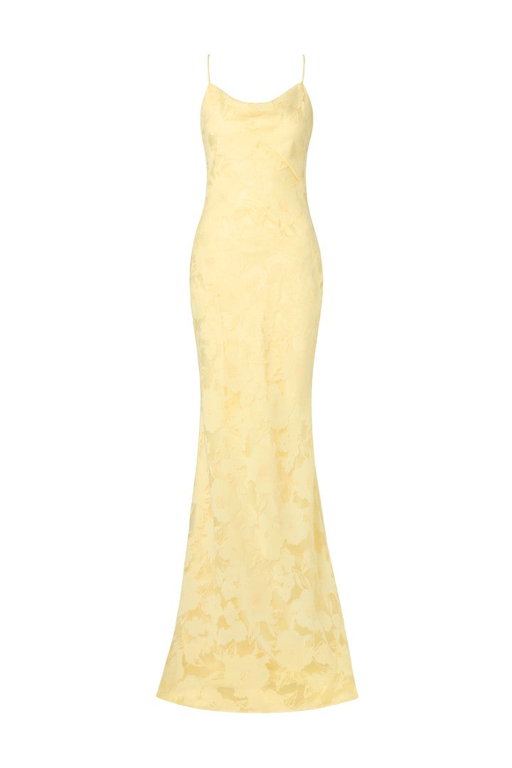 Sorelle Lace Slip Maxi Dress Light Lemon Kjoler