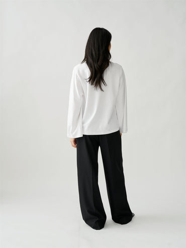 Wide Sleeve Longsleeve White Gensere