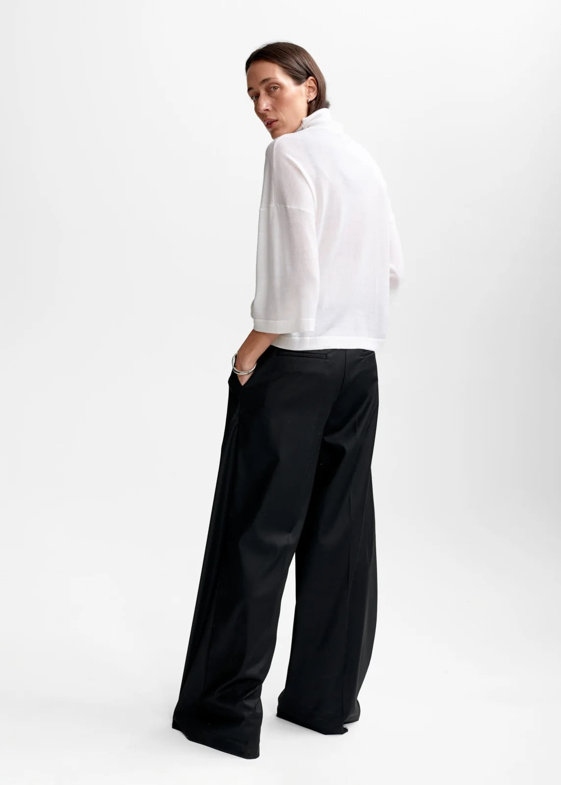 Tia Merino Knit White Gensere