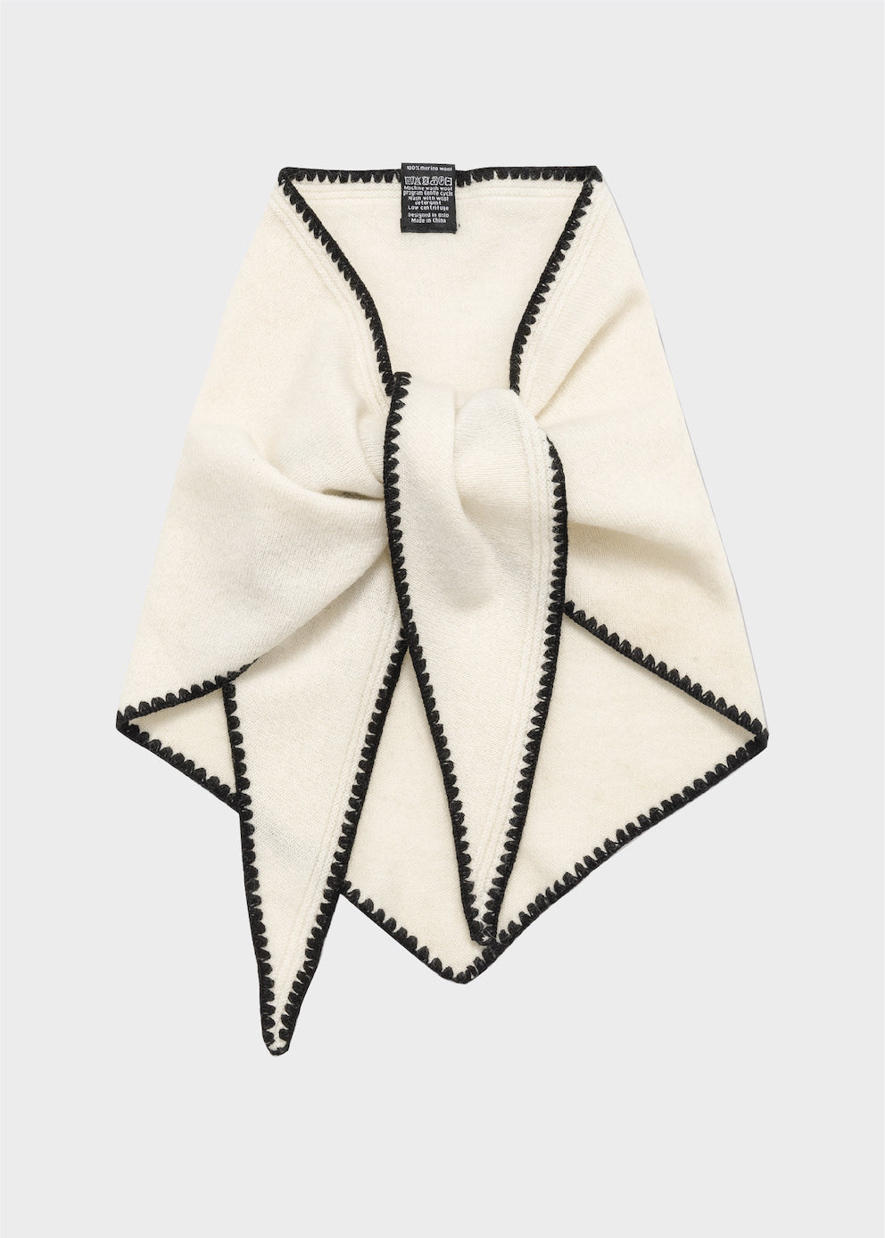 Mina Stitched Merino Scarf Eggshell Skjerf