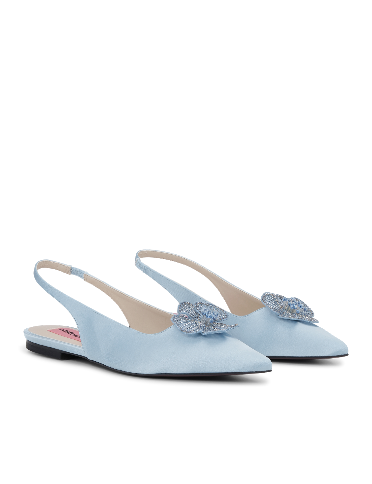 Fiona Crystal Satin Light Blue Sko