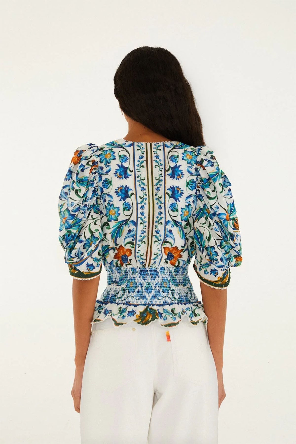Bluser | Flora Tile Off-White Blouse